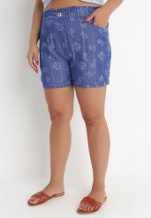 Granatowe Szorty Khloressa. Niebieskie szorty damskie Born2be, bez wzorów, plus size. Za 34.99 zł.