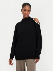 Kontatto Sweter 3M0179 Czarny Regular Fit. Czarne swetry nierozpinane damskie Kontatto, m, bez wzorów, z syntetyku, bez kołnierzyka, bez ramiączek. Za 239.99 zł.