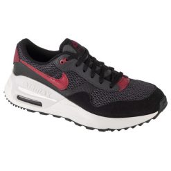 Buty sportowe Sneakersy unisex, Nike Air Max System GS. Czarne obuwie sportowe damskie Nike, bez wzorów, bez zapięcia, trekkingowe, nike air max. Za 339.99 zł.