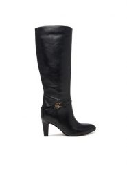 Guess Kozaki FLFOAT LEA11 Czarny. Czarne kozaki damskie Guess, z aplikacjami, ze skóry, bez obcasa, na słupku, bez zapięcia. Za 1,059.00 zł.