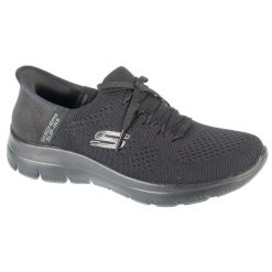 Buty sportowe Sneakersy damskie, Slip-Ins: Summits - New Daily. Czarne obuwie sportowe damskie Skechers, bez wzorów, bez zapięcia, trekkingowe. Za 329.99 zł.