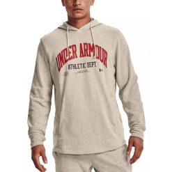 Bluza męska z kapturem Under Armour Rival Try Athlc Dept Hd. Brązowe bluzy męskie Under Armour, m, bez wzorów, casualowe, bez ramiączek, z kapturem. Za 139.99 zł.