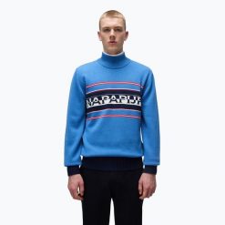 Sweter męski Napapijri D-Sardona. Niebieskie swetry męskie Napapijri, m, bez wzorów, sportowe, bez kołnierzyka, bez ramiączek. Za 579.99 zł.