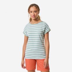 Koszulka marynarska żeglarska damska Decathlon Sailing 100 krótki rękaw. Białe bluzki damskie Decathlon, xl, bez wzorów, z bawełny, sportowe, bez kołnierzyka, bez ramiączek. Za 69.99 zł.