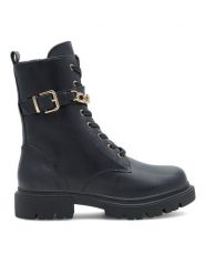 Sergio Bardi Trzewiki EST-A1009-01SB Czarny. Czarne botki damskie Sergio Bardi, bez wzorów, ze skóry, bez obcasa, na płaskiej podeszwie, bez zapięcia. Za 295.99 zł.