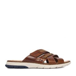 Klapki Rieker. Brązowe klapki męskie Rieker, bez wzorów, bez zapięcia. Za 339.99 zł.