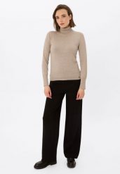 Szerokie spodnie R-ESTA TALL. Czarne spodnie materiałowe damskie Volcano, bez wzorów, z bawełny, eleganckie, długie. Za 149.99 zł.