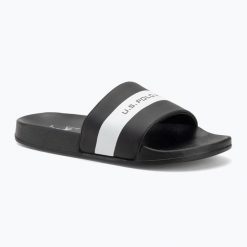 Klapki męskie U.S. Polo Assn. SKYE002. Czarne klapki męskie U.S. Polo Assn., bez wzorów, z materiału, bez zapięcia. Za 99.99 zł.