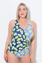 Damski Strój kąpielowy miękkie miseczki ramiączka z regulacją. Niebieskie stroje kąpielowe damskie Ulla Popken, plus size, bez wzorów, z elastanu. Za 233.99 zł.