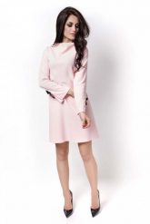 Różowa Sukienka Wizytowa z Kokardkami na Rękawach. Czerwone sukienki damskie Ivon, m, bez wzorów, z elastanu, wizytowe, bez kołnierzyka, bez ramiączek. Za 139.90 zł.