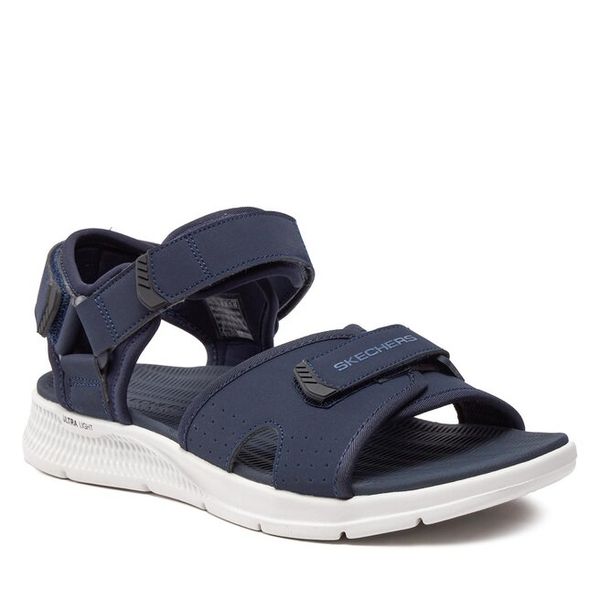 Sandały Skechers. Niebieskie sandały męskie Skechers, bez wzorów, bez zapięcia. Za 185.99 zł.