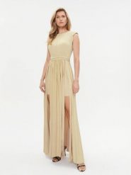 Rinascimento Sukienka wieczorowa CFC0115306003 Złoty Regular Fit. Żółte sukienki damskie Rinascimento, s, bez wzorów, z syntetyku, wizytowe, bez kołnierzyka, bez ramiączek. Za 449.99 zł.