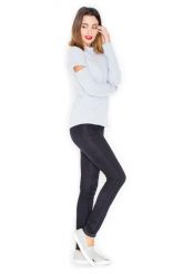 Jasno Szara Dresowa Bluzka z Rozcięciem na Ramieniu. Szare bluzki damskie Katrus, xl, bez wzorów, z dresówki, bez kołnierzyka, bez ramiączek. Za 189.00 zł.