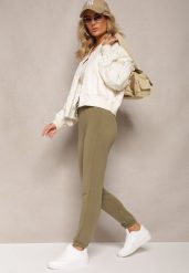 Zielone Spodnie Dresowe High Waist Wiązane w Talii Elvima. Zielone spodnie dresowe damskie Renee, bez wzorów, z dresówki, z podwyższonym stanem, na fitness i siłownię. Za 39.99 zł.