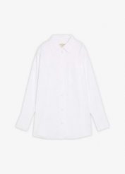 Bluzka oxford z bawełny organicznej. Białe bluzki damskie bonprix, bez wzorów, z bawełny, bez kołnierzyka, bez ramiączek. Za 139.99 zł.