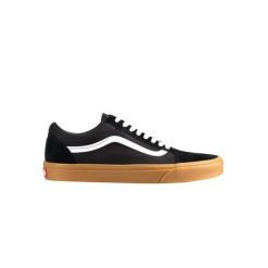 Buty sportowe Vans Old Skool czarne z gumową podeszwą. Czarne obuwie sportowe damskie Vans, bez wzorów, z gumy, bez zapięcia, vans old skool. Za 256.99 zł.