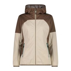 Ultralekka wodoodporna kurtka softshell damska CMP. Brązowe kurtki sportowe damskie CMP, s, bez wzorów, z materiału, bez ramiączek, z kapturem, trekkingowe. Za 387.05 zł.