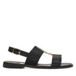Sandały Lasocki. Czarne sandały damskie Lasocki, bez wzorów, bez obcasa, na płaskiej podeszwie, bez zapięcia. Za 129.99 zł.