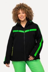 Damskie Kurtka narciarska stretch wodoodporna 2-kierunkowy zamek błyskawiczny. Czarne kurtki sportowe damskie Ulla Popken, plus size, bez wzorów, z elastanu, bez ramiączek, z kapturem, narciarskie. Za 1,399.99 zł.