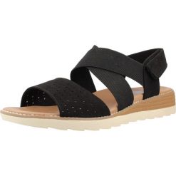 Sandały SKECHERS 113890S Czarny. Czarne sandały damskie Skechers, bez wzorów, ze skóry, bez obcasa, bez zapięcia. Za 203.99 zł.