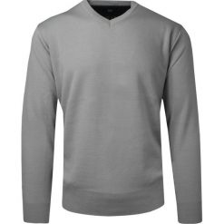 Sweter Szary Wełniany w Serek, V-neck, Męski, Cienki -HOVARD. Szare swetry męskie Hovard, l, bez wzorów, z tkaniny, biznesowe, bez kołnierzyka, bez ramiączek. Za 135.00 zł.