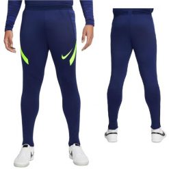 Spodnie dresowe męskie Nike Strike 21 Dri-Fit piłkarskie treningowe z suwakami. Niebieskie spodnie sportowe męskie Nike, m, bez wzorów, z dresówki, do piłki nożnej, dri-fit (nike). Za 147.00 zł.
