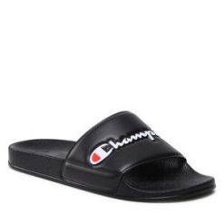 Klapki Champion. Czarne klapki damskie Champion, bez wzorów, bez obcasa, bez zapięcia. Za 119.99 zł.