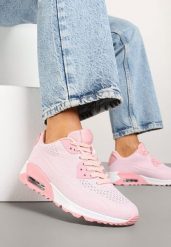 Różowe Buty Sportowe Sneakersy Ozdobione Przezroczystą Wstawką Zalitea. Czerwone obuwie sportowe damskie Renee, bez wzorów, z jeansu, bez zapięcia. Za 79.99 zł.