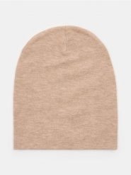 Cienka czapka beanie z wiskozą - beżowy. Brązowe czapki damskie Sinsay, bez wzorów, z wiskozy. Za 9.99 zł.