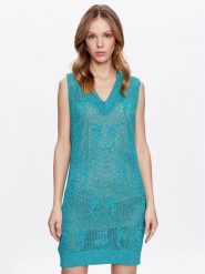 Pinko Sukienka dzianinowa Abbracciato 100631 A0K2 Zielony Regular Fit. Zielone sukienki damskie Pinko, xl, bez wzorów, z dzianiny, bez kołnierzyka, bez ramiączek. Za 1,179.00 zł.