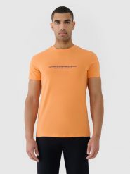 4F T-shirt regular z nadrukiem męski - pomarańczowy XXL. Brązowe t-shirty męskie 4F, m, bez wzorów, z bawełny, bez kołnierzyka, bez ramiączek. W wyprzedaży za 39.99 zł.