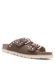JENNY Klapki LIRA KLH690-5 Brązowy. Brązowe klapki damskie Jenny, bez wzorów, z materiału, bez obcasa, bez zapięcia. Za 129.99 zł.