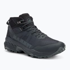 Buty turystyczne męskie Mammut Sertig II Mid GTX. Czarne buty zimowe męskie Mammut, bez wzorów, bez obcasa, bez zapięcia. Za 729.99 zł.