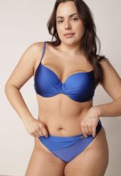 Niebieskie Bikini Biustonosz i Figi z Ozdobnym Marszczeniem i Aplikacją Periete. Niebieskie bikini Born2be, z aplikacjami. Za 99.99 zł.