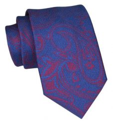 Klasyczny Krawat Męski - ALTIES - Niebieski w Duży Wzór. Niebieskie krawaty i muchy Alties, bez wzorów, z tkaniny, eleganckie. Za 49.00 zł.