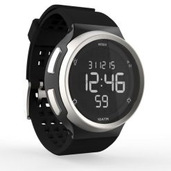 Second Life - Zegarek do biegania W900 męski. Czarne, cyfrowe zegarki męskie KALENJI, bez wzorów, z koronki, metalowe. Za 79.99 zł.
