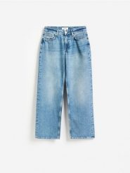 Jeansy wide leg - niebieski. Niebieskie jeansy damskie Reserved, bez wzorów, z bawełny. Za 179.99 zł.