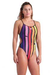 Strój Kąpielowy Arena Painters Stripe Swimsuit. Czarne stroje kąpielowe damskie ARENA, bez wzorów, z materiału. Za 229.99 zł.