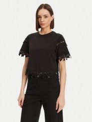 Morgan Bluzka 251-DFUTUR Czarny Regular Fit. Czarne bluzki damskie Morgan, s, bez wzorów, z bawełny, bez kołnierzyka, bez ramiączek. Za 109.99 zł.