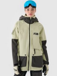 4F Kurtka snowboardowa membrana 10000 damska - oliwkowa/khaki XL. Brązowe kurtki sportowe damskie 4F, na zimę, m, bez wzorów, z dzianiny, bez ramiączek, z kapturem, narciarskie. W wyprzedaży za 399.99 zł.