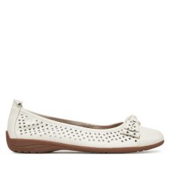 Baleriny Josef Seibel. Białe balerinki damskie Josef Seibel, bez wzorów, bez obcasa, bez zapięcia. Za 249.99 zł.