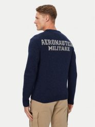 Aeronautica Militare Sweter 262MA1645UL00924 Granatowy Regular Fit. Niebieskie swetry męskie Aeronautica Militare, l, bez wzorów, z wełny, bez kołnierzyka, bez ramiączek. Za 594.99 zł.