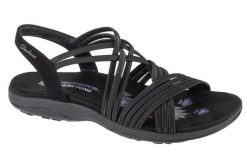 Sandały SKECHERS REGGAE SLIM - SUNNYSIDE Czarny. Czarne sandały damskie Skechers, bez wzorów, z materiału, bez obcasa, bez zapięcia. Za 204.99 zł.