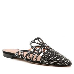 Klapki Alberta Ferretti. Czarne klapki damskie Alberta Ferretti, bez wzorów, bez obcasa, bez zapięcia. Za 1,699.00 zł.