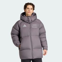 KURTKA ZIMOWA AUDI REVOLUT F1 TEAM ENGINEERS & MARKETING. Fioletowe kurtki męskie Adidas, na zimę, m, bez wzorów, z materiału, eleganckie, bez kaptura. Za 1,599.00 zł.