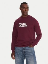 KARL LAGERFELD Bluza 705091 554917 Bordowy Regular Fit. Czerwone bluzy męskie KARL LAGERFELD, m, bez wzorów, z bawełny, bez ramiączek, bez kaptura. Za 439.99 zł.