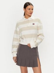 Tommy Jeans Bluza DW0DW19409 Beżowy Relaxed Fit. Brązowe bluzy damskie Tommy Jeans, l, bez wzorów, z bawełny, bez ramiączek, bez kaptura. Za 269.99 zł.