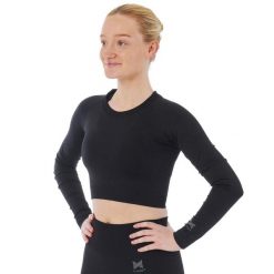 Xtreme Sportswear Crop Damski top sportowy z długim rękawem Czarny. Czarne koszulki sportowe damskie XTREME SOCKSWEAR, l, bez wzorów, bez ramiączek, do biegania. Za 134.50 zł.