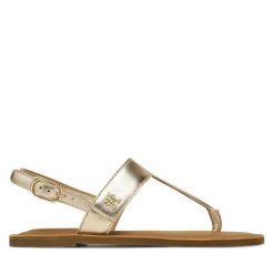 Sandały Tommy Hilfiger. Żółte sandały damskie Tommy Hilfiger, bez wzorów, bez obcasa, na płaskiej podeszwie, bez zapięcia. Za 309.99 zł.