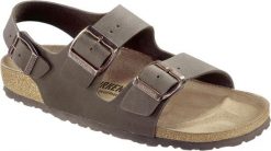 Sandały Birkenstock Milano Birkibuc Dorosłych. Brązowe sandały damskie Birkenstock, bez wzorów, z nubiku, bez zapięcia. Za 724.00 zł.